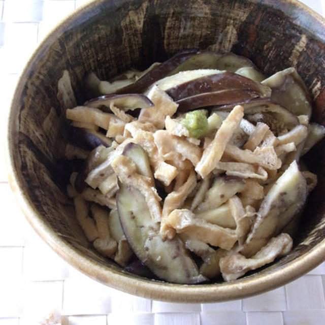 なすと揚げのごまわさびどんぶり（ルクエで）
