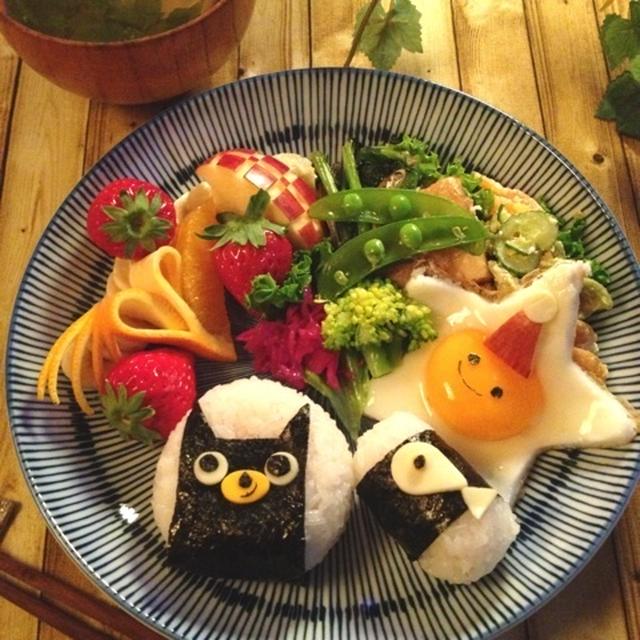 猫ちゃんおにぎり＊常備菜盛り合わせ