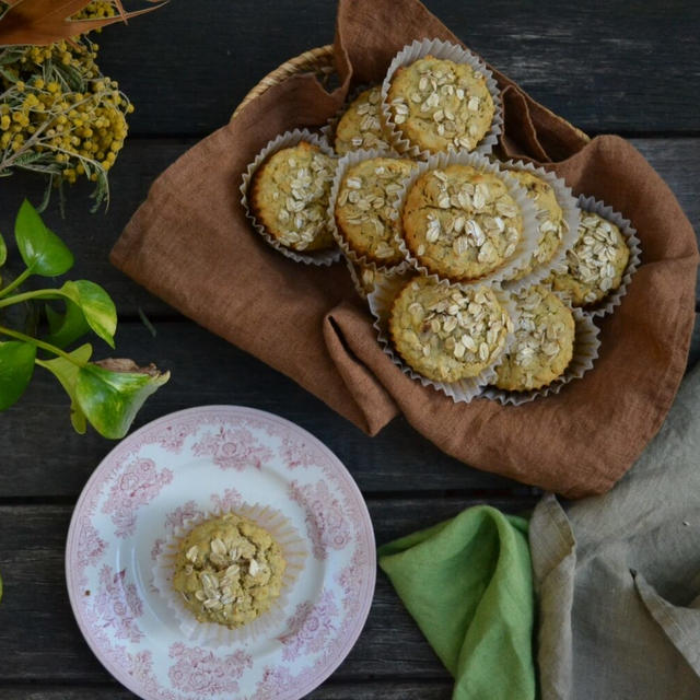 Banana Muffins with Rice Flour and Oatmeal 米粉とオートミールのバナナマフィン