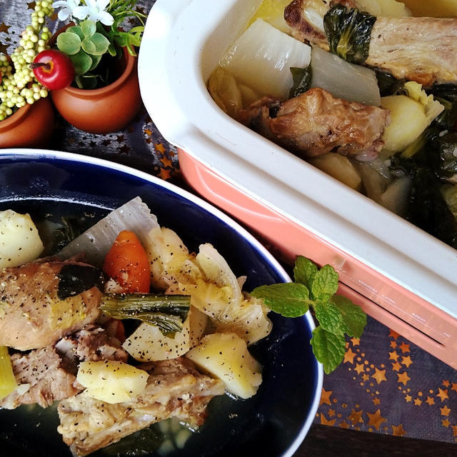 大分県産白菜たっぷりの☆豚スペアリブとごろごろ野菜のガーリック煮込み