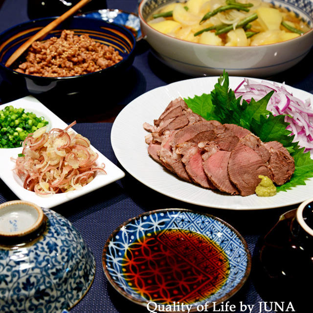 湯せんで作るローストビーフ、肉みそなど