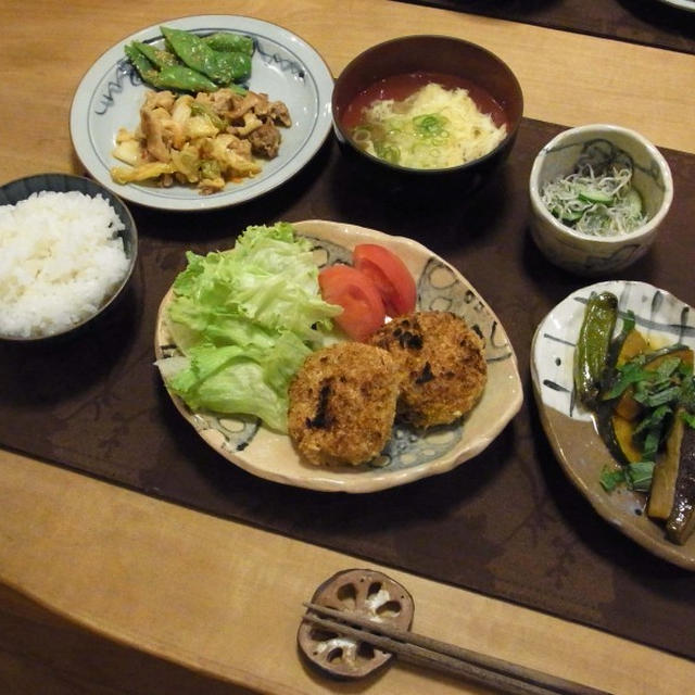 揚げないコロッケ～再びの晩ご飯　と　モミジアオイの花♪