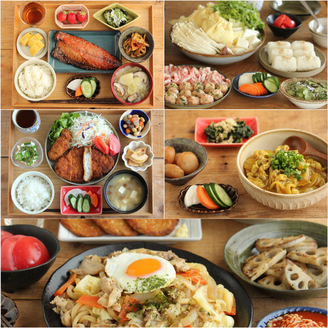 先週の1週間献立（トンカツに焼きうどんなど）