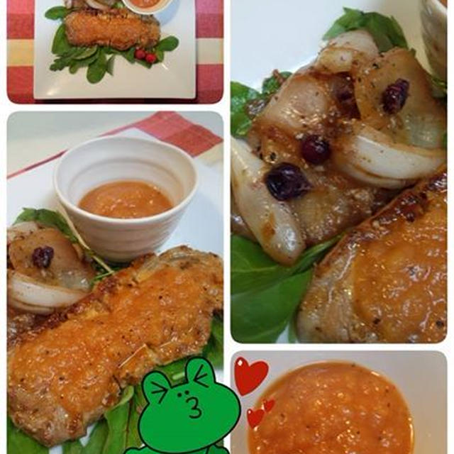 ポークチャップ＆ブルーべりと玉ねぎソテー