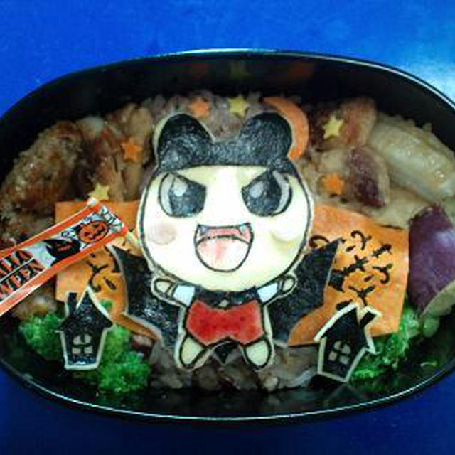 たまごっちハロウィン★バンパイア？まめっち　キャラ弁／フルーツ玉ねぎ