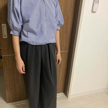 着心地よし♡ウールタッチタックワイドパンツ/グレー