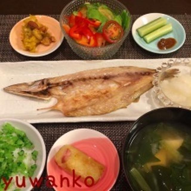 カマスの干物定食。