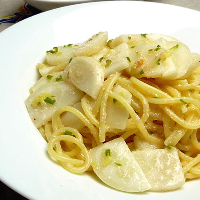蕪とたらこ青唐辛子のパスタ