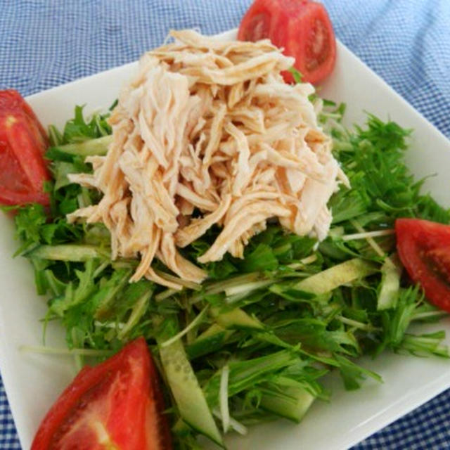 簡単すぎる♪鶏ささみの中華風サラダと鰆とネギの味噌煮の献立♪