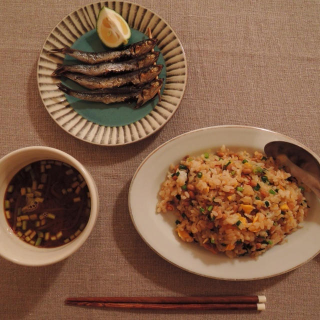 遅い日は、簡単に納豆チャーハンを頂きました。