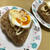 醤油焼きおにぎりの半熟ゆで卵のせ／やる気★