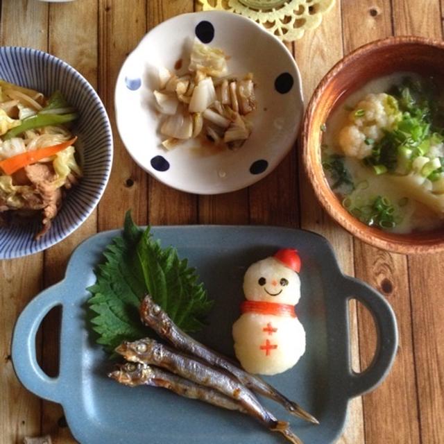 クリスマス＊大根おろしアート 雪だるま