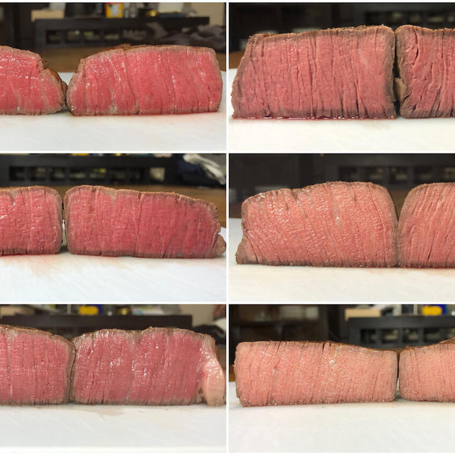 【低温調理】牛ヒレ肉のステーキ　温度50℃・55℃・60℃・65℃・70℃で比較