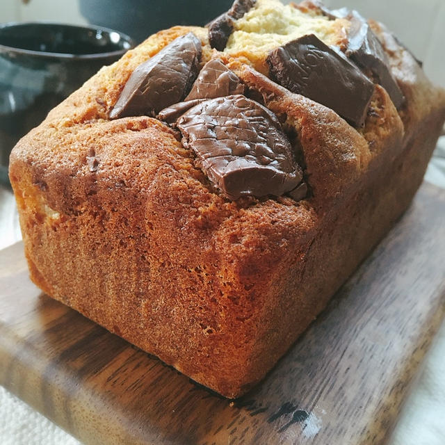 ホットケーキミックスで作る＊ふんわりしっとりチョコバナナパウンドケーキ＊