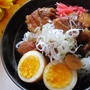 夏のスタミナ丼♡照りよく仕上げる煮卵も同時に完成なにんにく入り豚の角煮♪