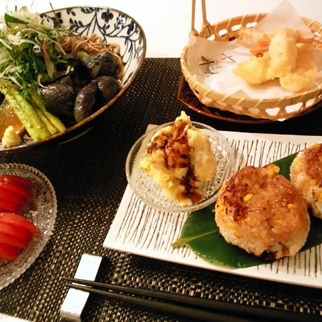 野菜の揚げ浸しぶっかけそばとか