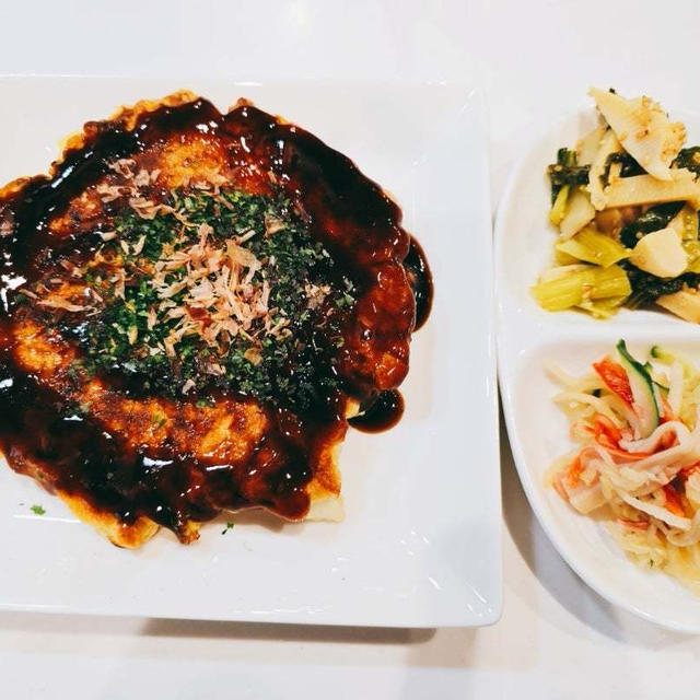 5月10日#おうちごはん♡ちくわとキャベツのお好み焼き