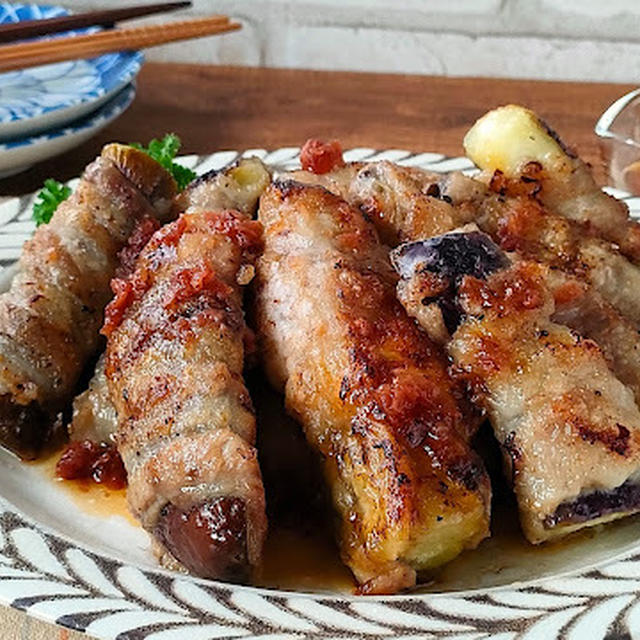 梅ソースがおいしい！夏バテ予防にもおすすめ茄子の肉巻きのレシピ