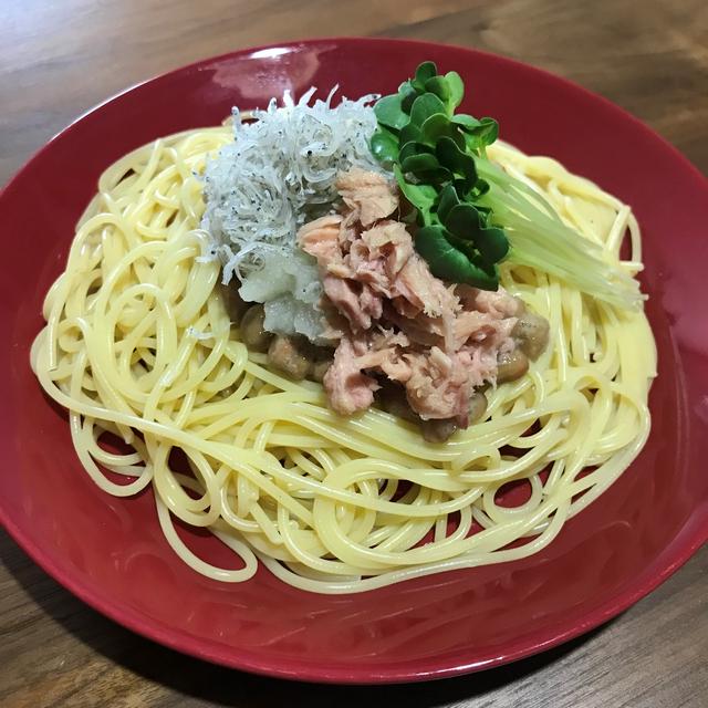 納豆パスタと自分チョコ ♪