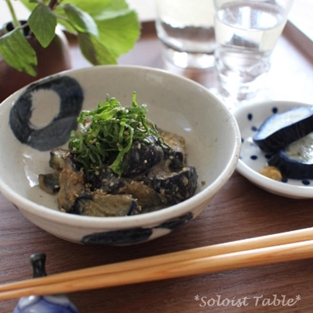 茄子の胡麻味噌炒め