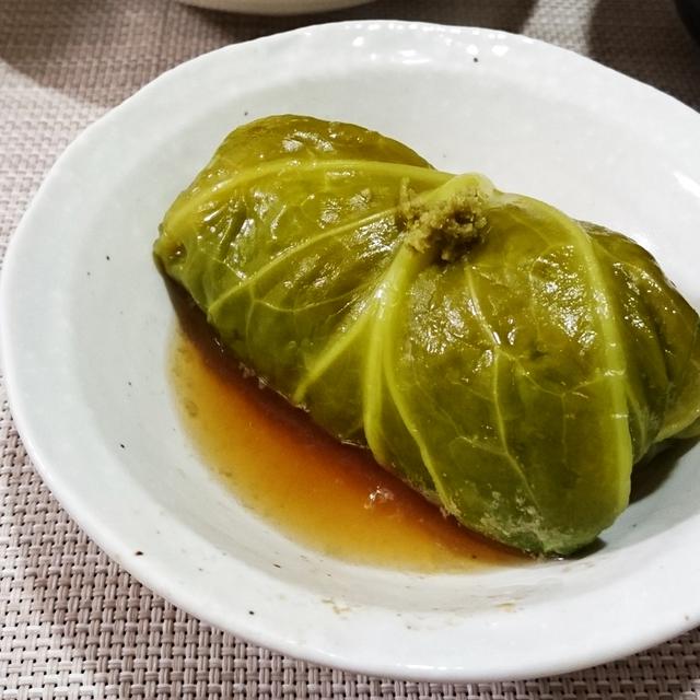 おでん出汁リメイクの土鍋和風ロールキャベツ。