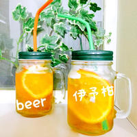 お花見ドリンク♪メイソンジャーで　伊予かん×ビール