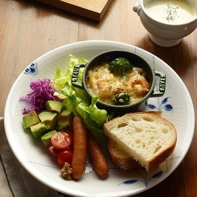 海老グラタンと、さつまいものポタージュでランチ ＆ インド料理「MINA」