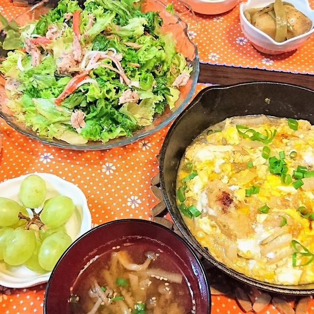 我が家のイチオシ【揚げずにジューシー★ふわとろカツとじ】de　夕食　＆　休日も汗だくで大忙し！？