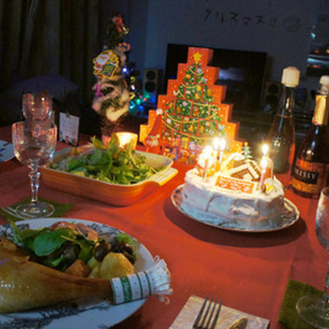 2012年クリスマス料理 - 鶏ローストチキンとクリスマスケーキ