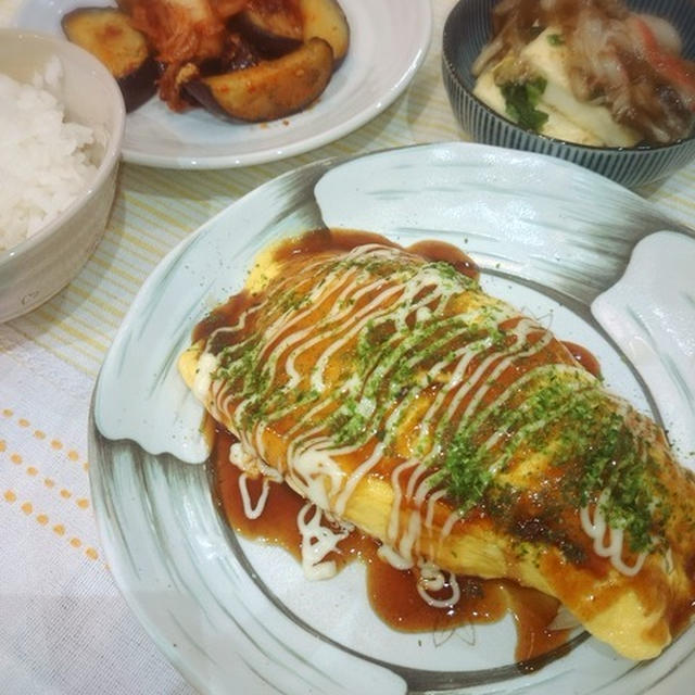 おつまみ晩御飯。とんぺい焼き。