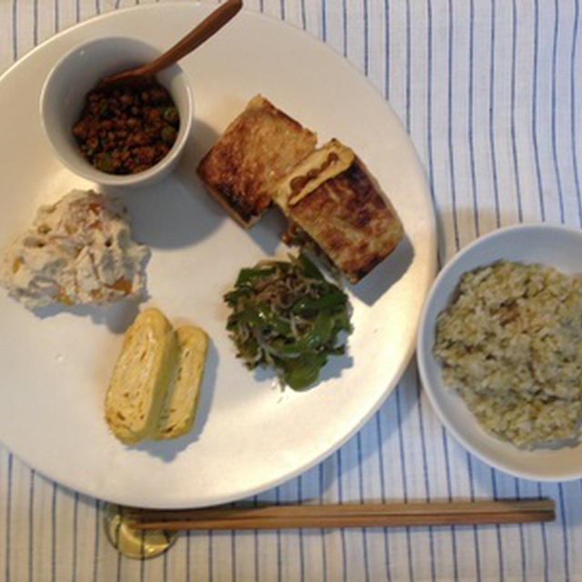 常備菜とお弁当の残りでワンプレートごはん
