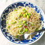 ちりめんじゃこと枝豆の、ペペロンチーノ風和風パスタ
