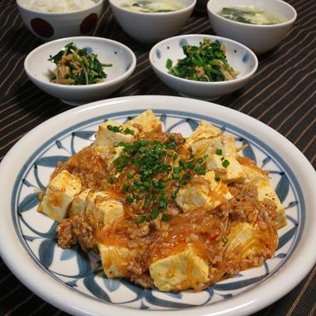 休肝日 ・ 春雨入り麻婆豆腐とワカメスープ