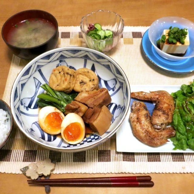 漬け込んでおくので簡単！　豚バラブロックの煮物の晩ご飯♪