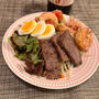 コストコ牛肉ステーキ＆長芋ステーキ。