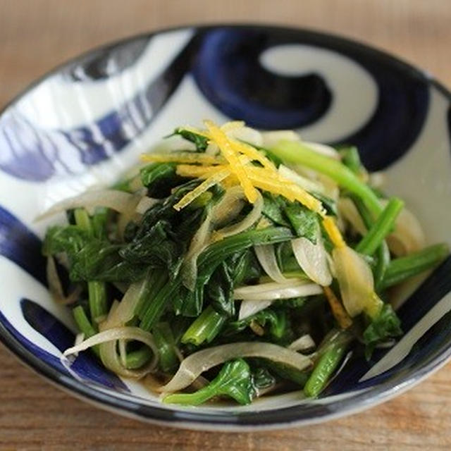 簡単・副菜♪ほうれん草と玉ねぎの柚子ポン酢和え