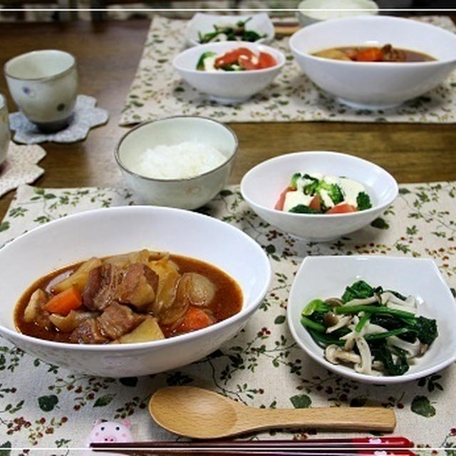・豚バラ肉の野菜のシチューと多肉ちゃんたち集合　