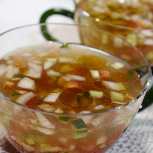 ３６５日糖質オフレシピNo.２０２「夏野菜の冷たいスープ」