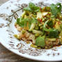 Zucchini and Avocado Salad on Quinoa with Scallion Dressingズッキーニとアボカドサラダのキノアのせ