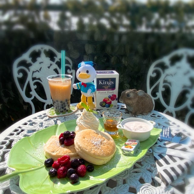 タピオカミルクティー&リコッタチーズパンケーキ♪