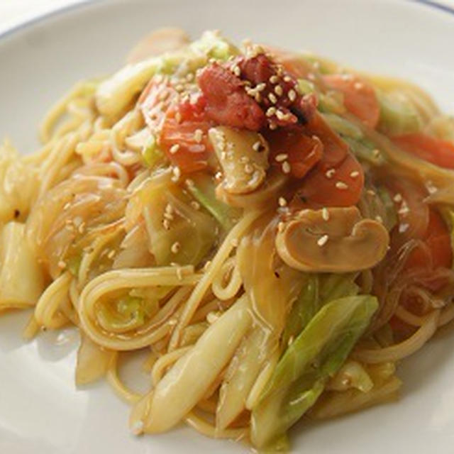 梅肉添え　春キャベツのあんかけパスタ