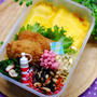 ＊豚と玉ねぎのミニカツ弁当とほうれん草の海苔巻き＊