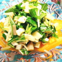 水菜と筍の簡単なめたけサラダ