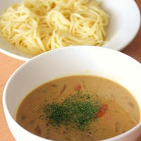 青森名物をアレンジ＾＾みそカレー牛乳つけスパ