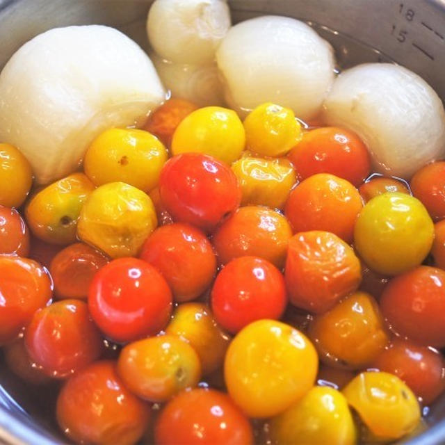 ■菜園野菜で保存食【１日掛で拘りのミートソース作り】メインは大量のミニトマトです♪P-1