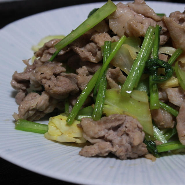 カブの葉と豚肉の胡椒炒め★ごはんがすすむ♪