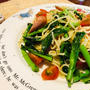 菜の花とミニトマトとウインナーのスパイシー塩焼そば♪
