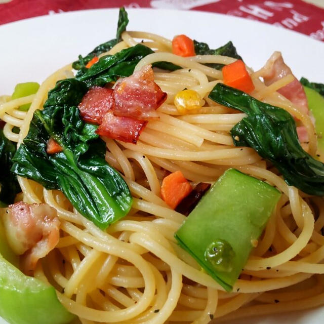 チンゲン菜のペペロンチーノ🍝