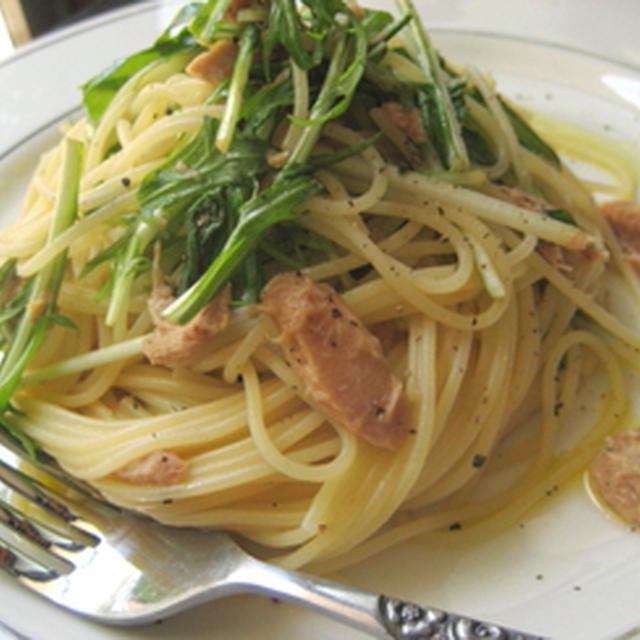 ボウルで混ぜるだけ！水菜とツナのさっぱりパスタ