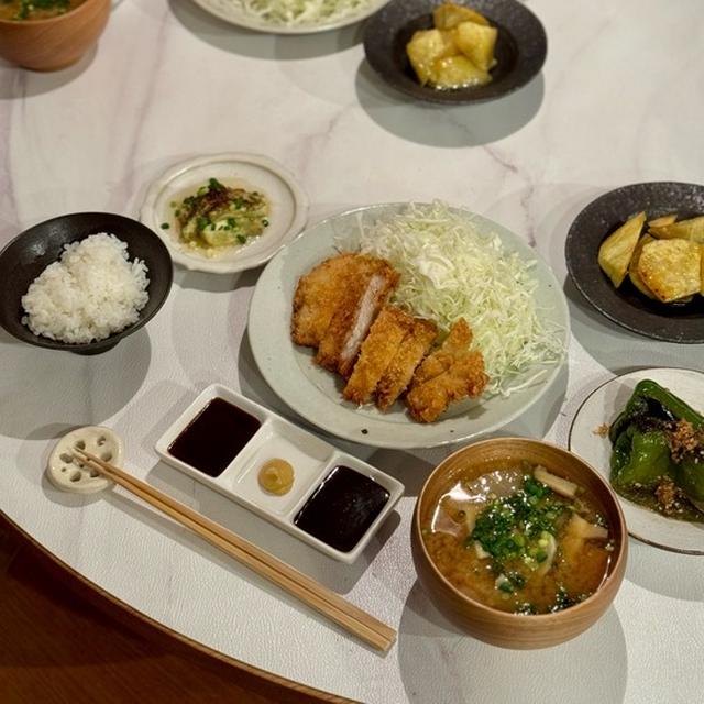 トンカツ定食の夜ごはん